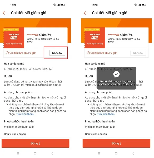 Sử dụng Voucher ngay khi có thể